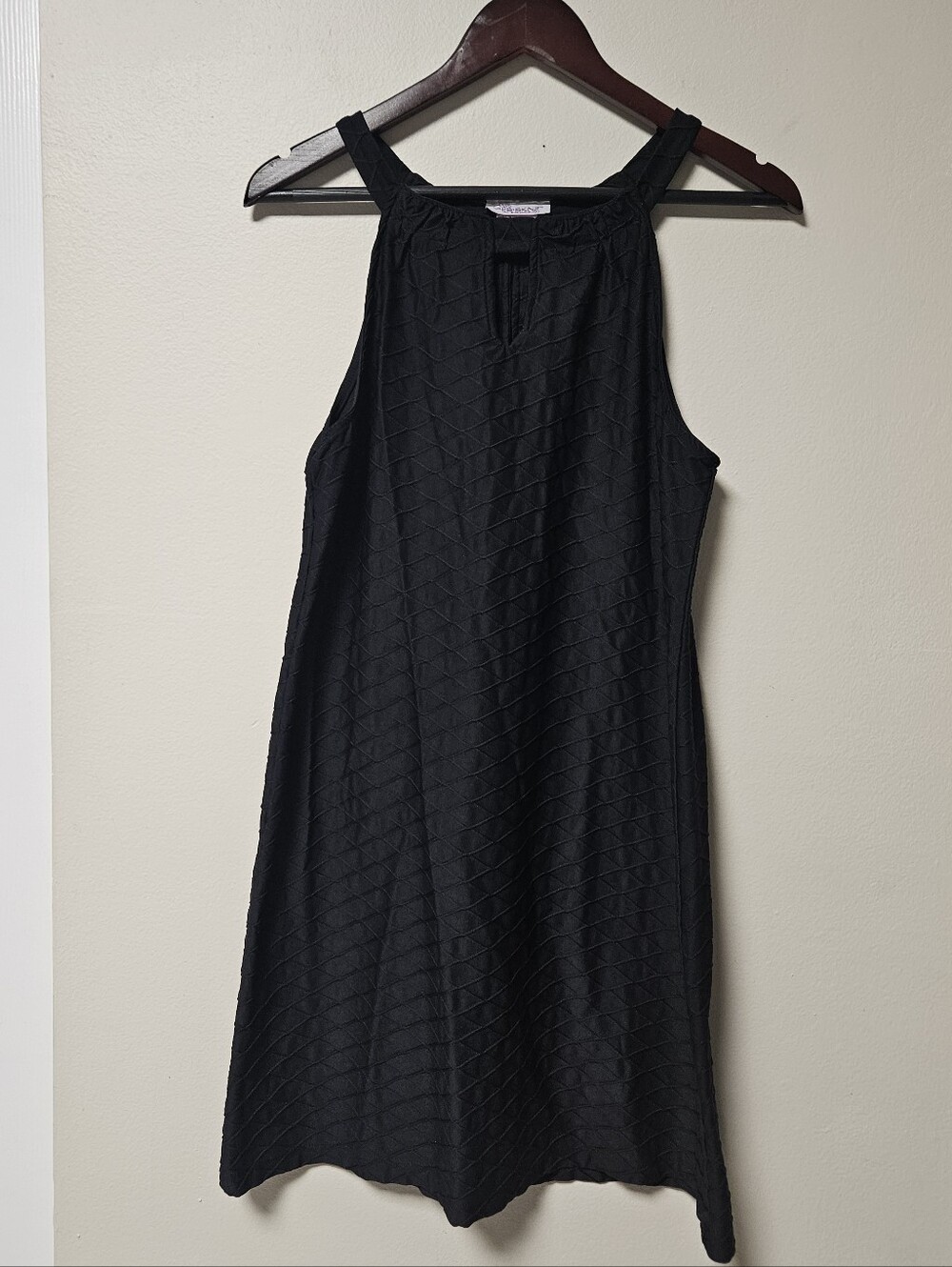 Skinz Black Textured Halter Swim Mini Dress Cover Up Beach Resort Cruise